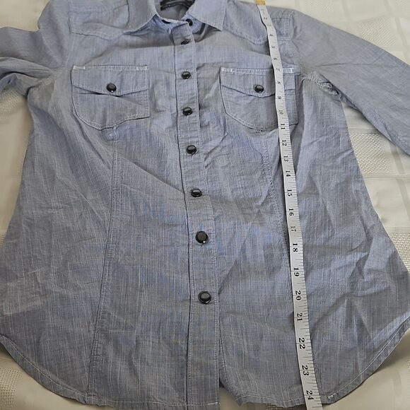 Club Monaco Women's Button-Down Long Sleeves Cotton Shirt XS Blue - Picture 10 of 16